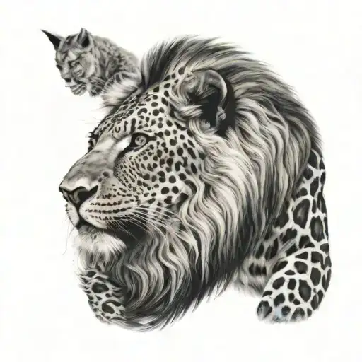 Lion And Leopard Head Africa
