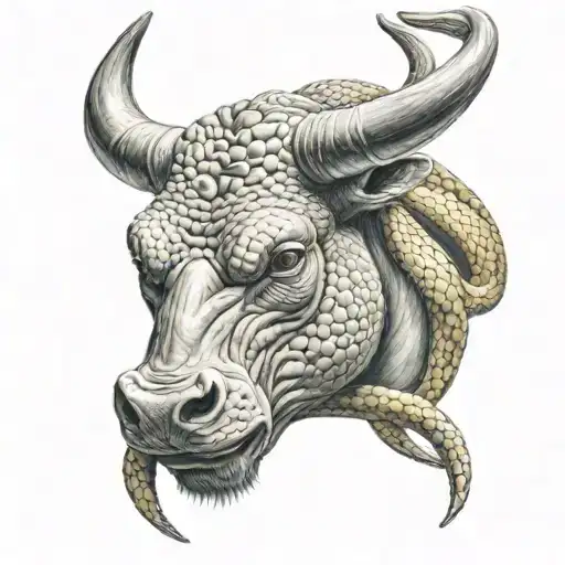 Bull Head With Snake