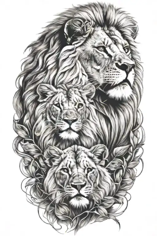 Lion And Baby Lion Roaring