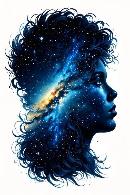 Silhouette Looking Up At A Starry Galaxy Sky