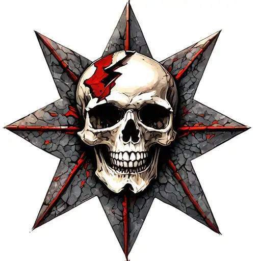 Broken Star With Skull In The Middle