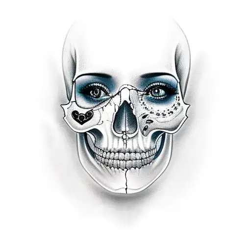 Girl Face Half Skull