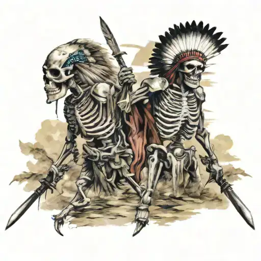 Native American Skeleton Warriors Battle Landscape