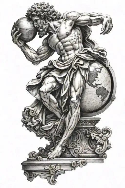 Statue Holding Globe Greek God