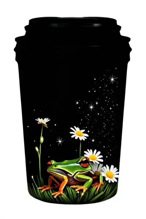 Treefrogs In Shasta Daisies With Star Dust