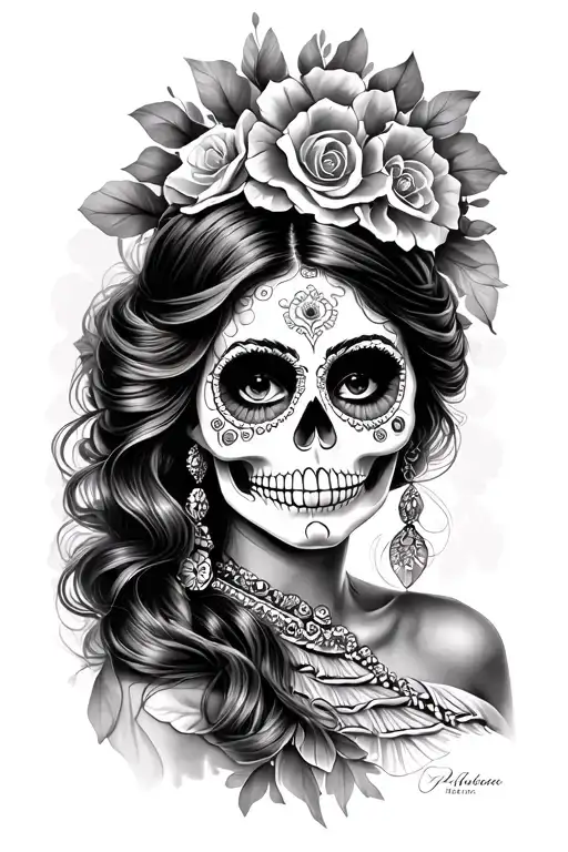 Sugar Skull Of A Beautiful Mexican Woman