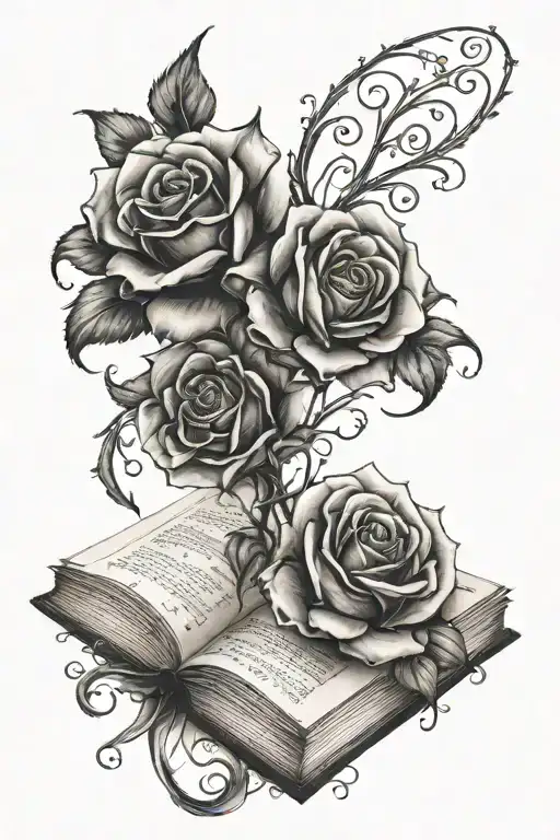 Music Roses Wrapped Book Gothic Inspired