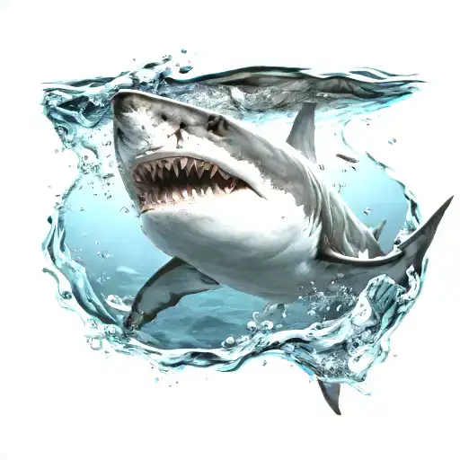 Shark Under Water Approaching Unsuspecting Swimmer In The Middle Of The Ocean