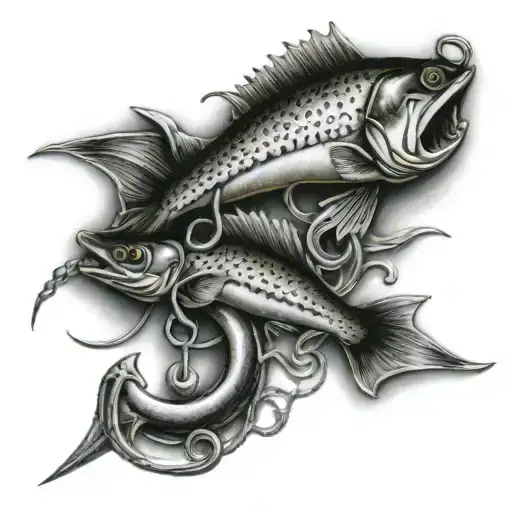 Two Fishing Hooks Crossing