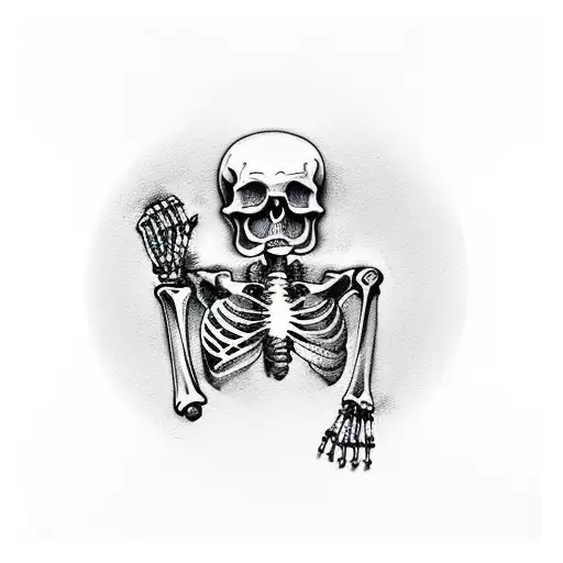 Hourglass With Skeleton Hands Holding It While The Sand Falls