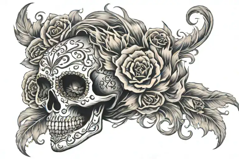 Sugar Skull Engulfed In Flames