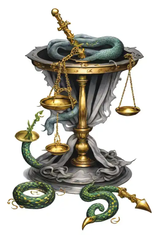 Libra Scale With Dagger Middle And Night And Day Snake With Libra Constellation And Mental Health