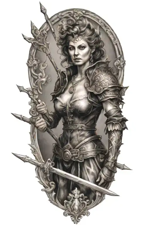Baroque Stylewoman Warrior With A Spear
