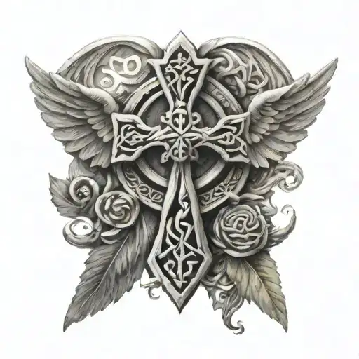Celtic Cross With Wings
