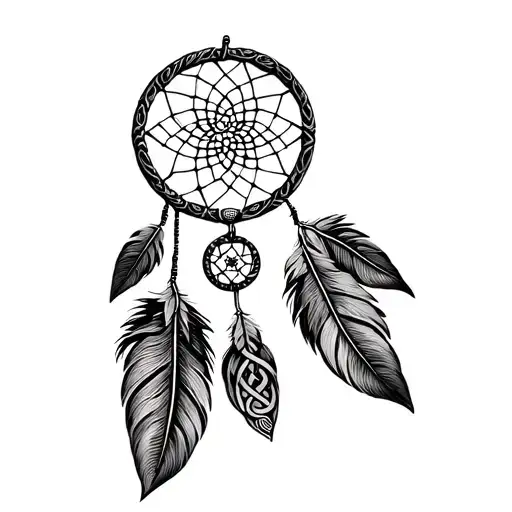 A Tattoo Of A Dreamcatcher Intertwined With Celtic Knots To Symbolize Unity Between Your Heritages
