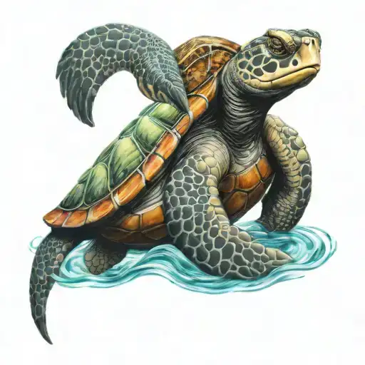 Snake Sea Turtle Koy Fish Swimming