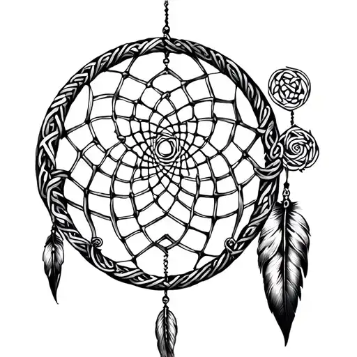 Dreamcatcher And Celtic Knot Intertwined Equally