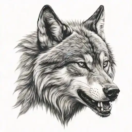 Smiling And Angry Wolf Head