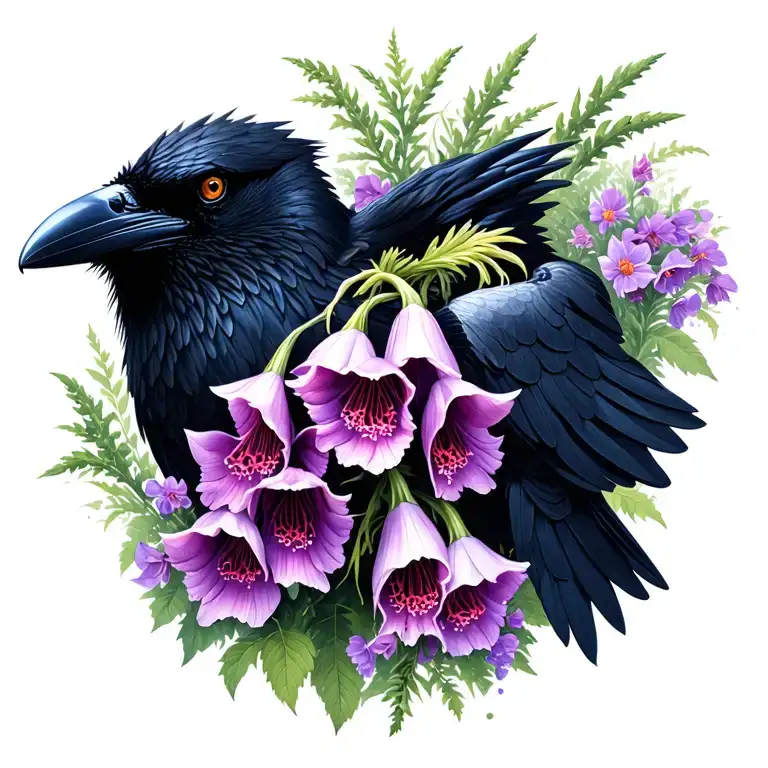 Raven And Viper And Foxglove Flowers