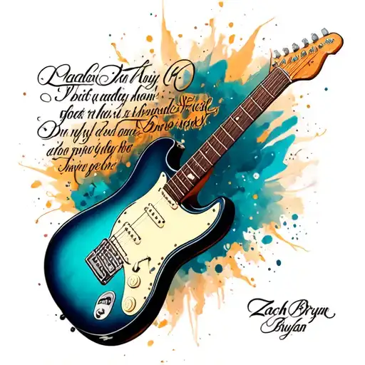 Zach Bryan Lyrics With A Guitar Next To It