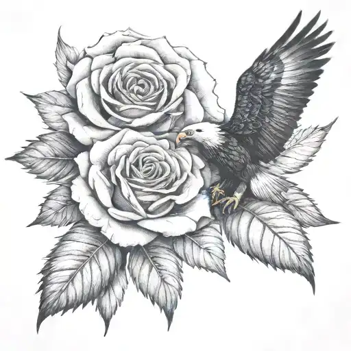 Eagle With Rose As Eye Sockets