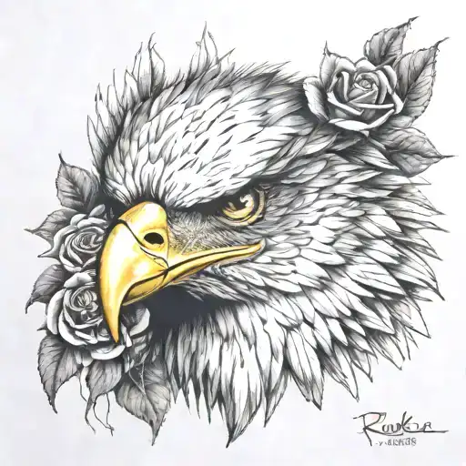Eagle With Rose As Eye Inside