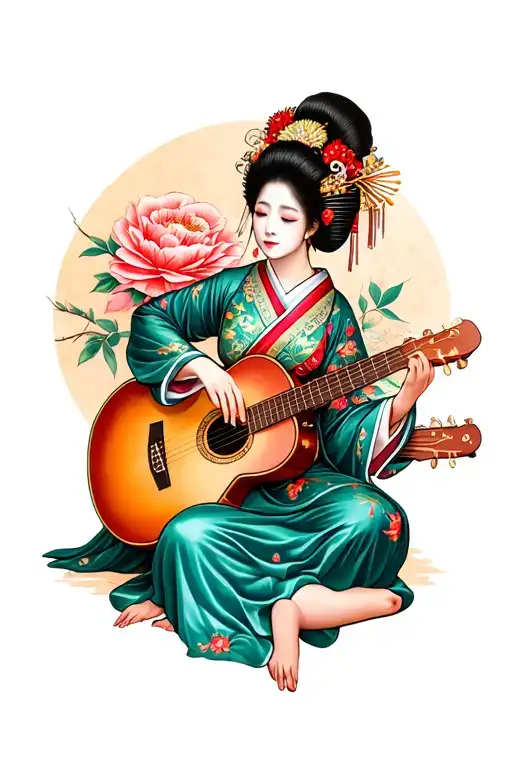 Geisha Playing Guitar