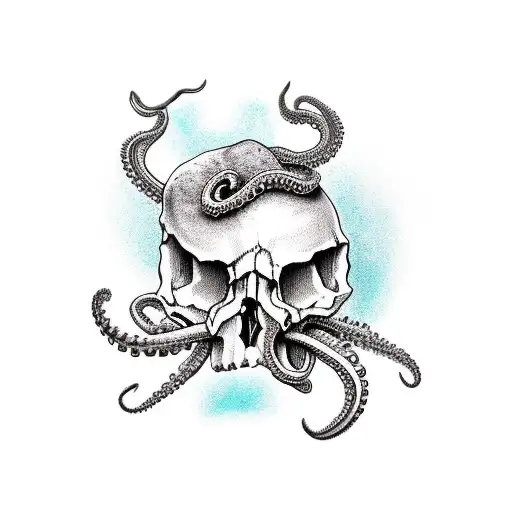 Skull And Octapus For Hand
