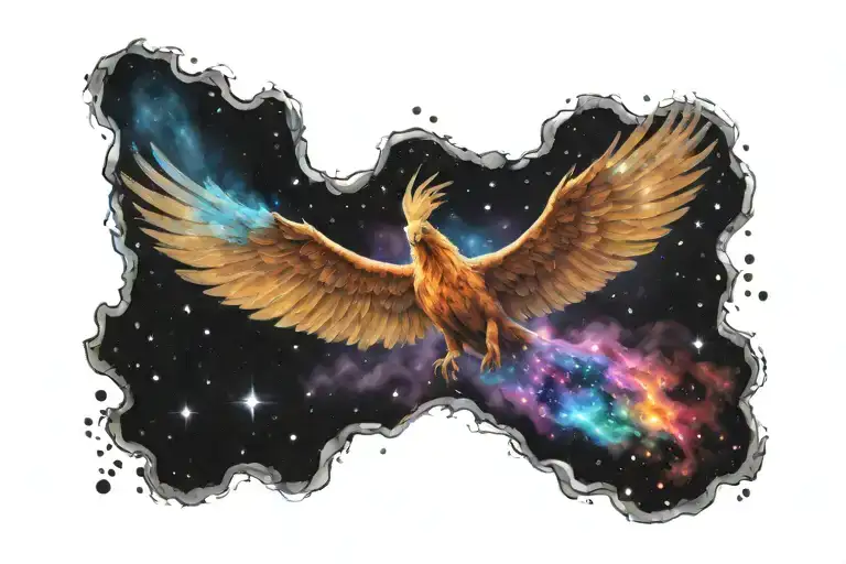 Galactic Multicolor Phoenix Rising Into Milky Way