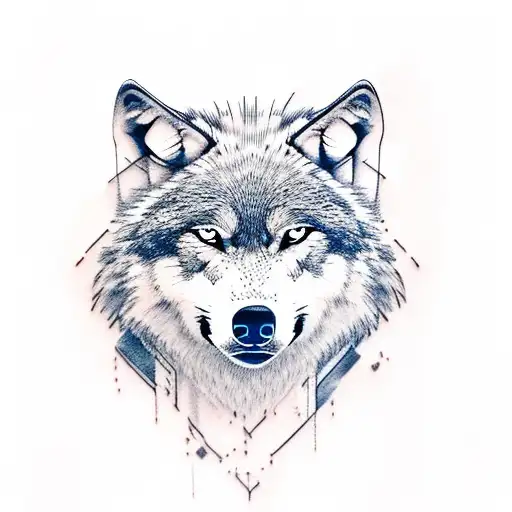 Wolf Head With A Mountain Behind