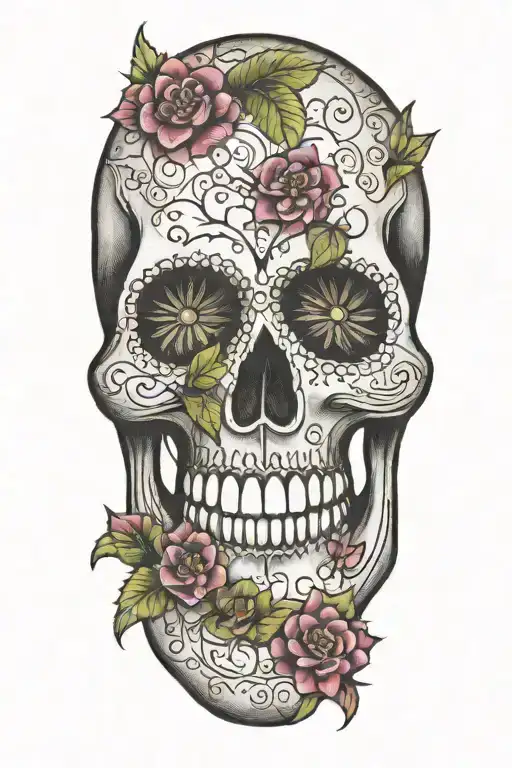 Prickly Pear Cactus And Sugar Skull