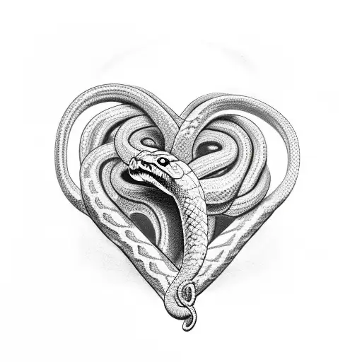 Snake Wrapped Around Human Heart