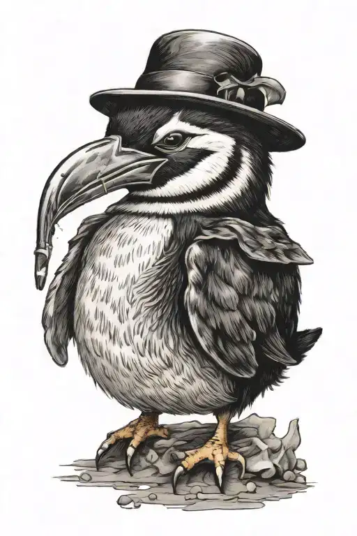 Penguine Smoking A Cigarette With A Hat On