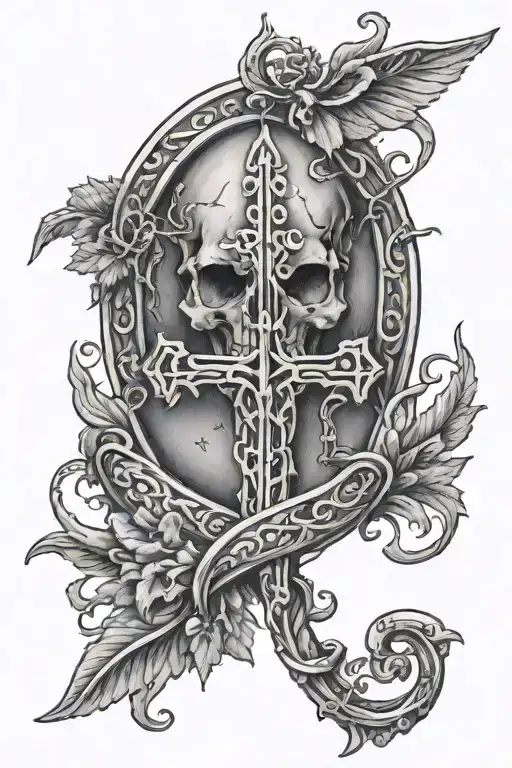 Caduceus Memorial Tattoo Design Gothic Ornamental Medieval