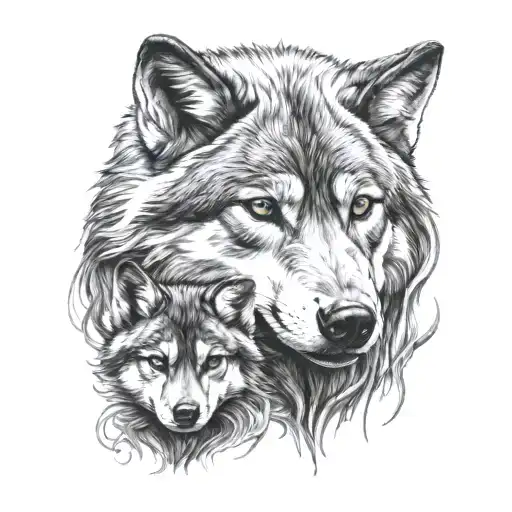 Wolf And Baby Wolf