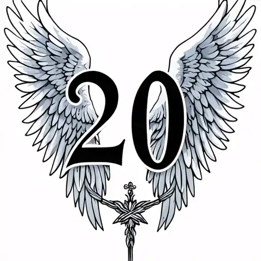 Number 20 With Angel Wings