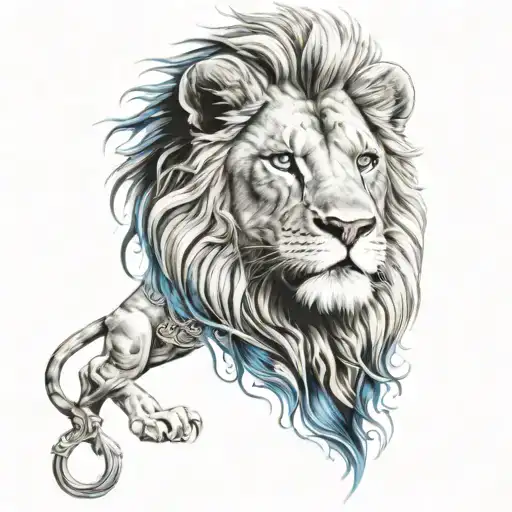 A Fierce Lion With Blue Eyes And Under It The Bible Verse Psalm 23
