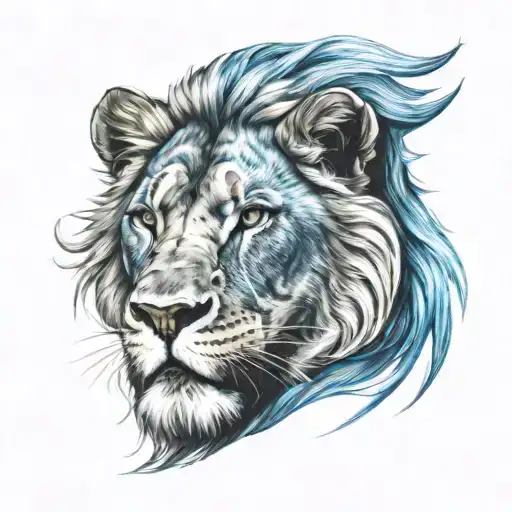 A Fierce Lion With Bright Blue Eyes