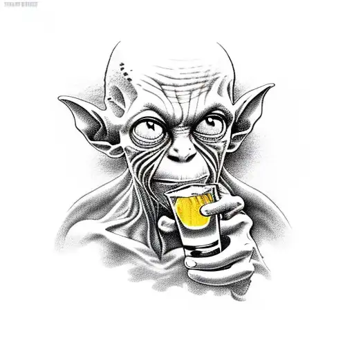 Gollum Drinking Beer On The Ring Of Lord Of The Rings