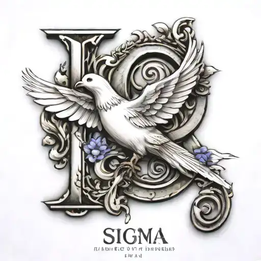 Sigma Greek Letter With Old English Number 2 And A Dove In The Background