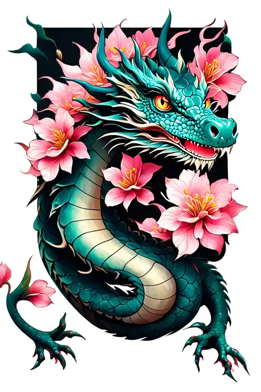 Cherry Blossoms And Dragon