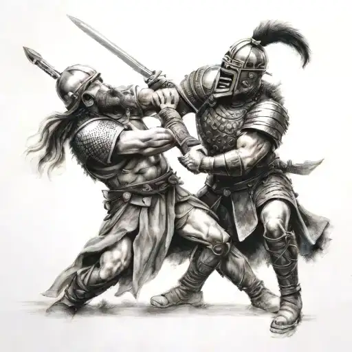 Germanic Berserker Killing Roman Legionary At The Battle Of Teutoberg Forest