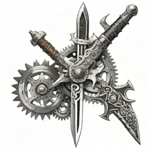 Combine A Medieval Sword With A Mechanical Gear To Symbolize The Fusion Of History And Engineering