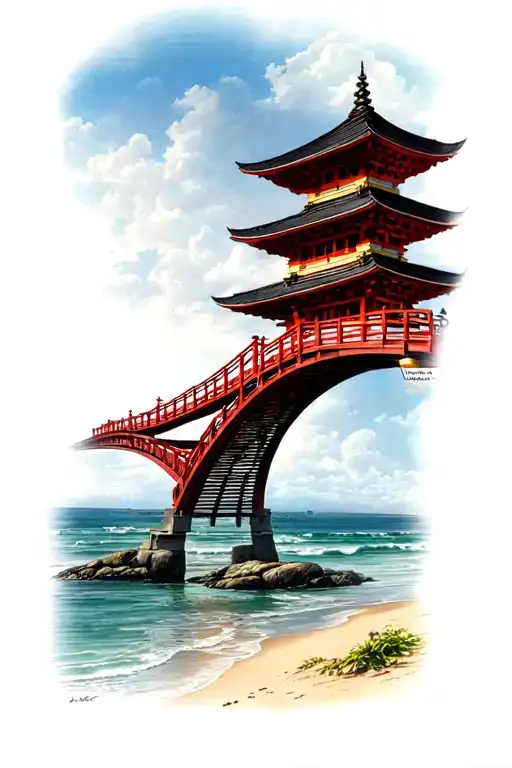 Beach Bridge Asian Temple
