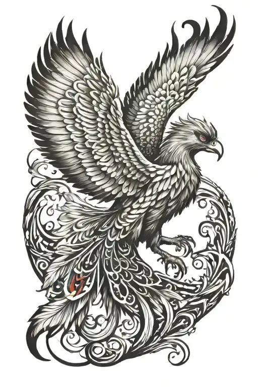 Phoenix Tattoo For Man Covering Half Of Back Of Body