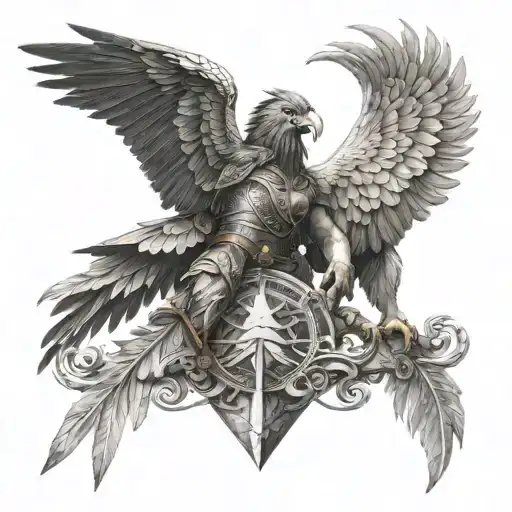 Warrior And Eagle Combine Geomitric Desing