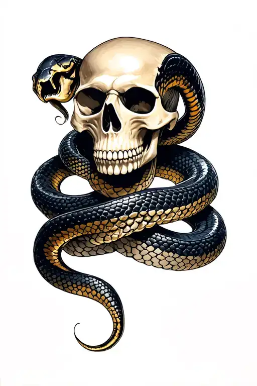 Snake And Skull Surrounded