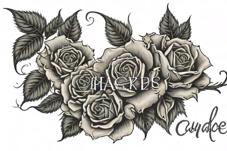 The Name Caydee In Rose Thorns With Roses Around The Name