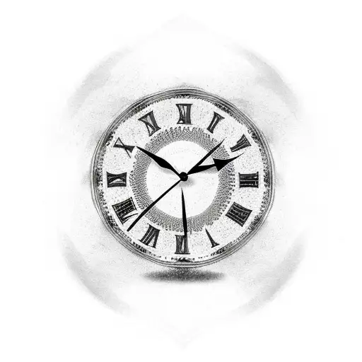 Roman Numeral Clock With Marigold Flowers Around The Clock