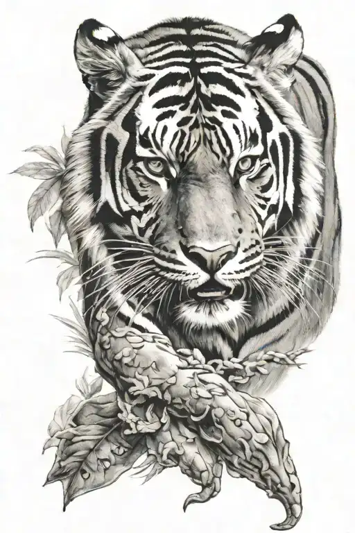 Tiger Of Panther Stalking Prey